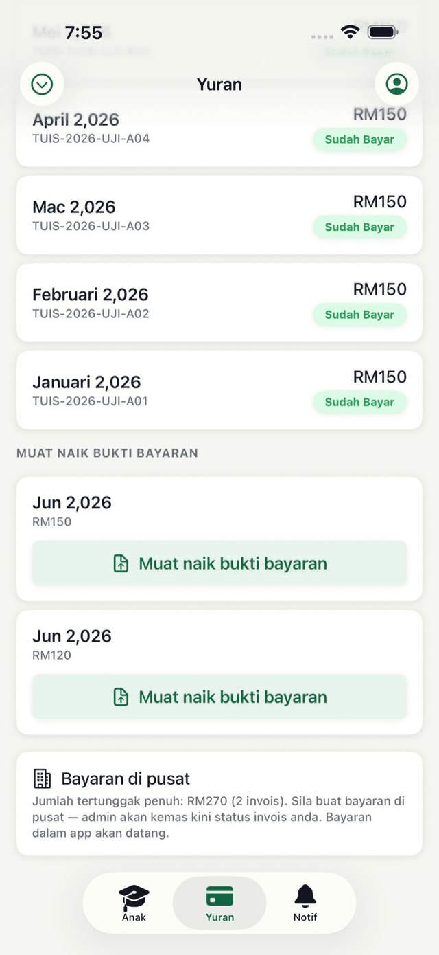 Muat naik bukti bayaran dalam app iOS